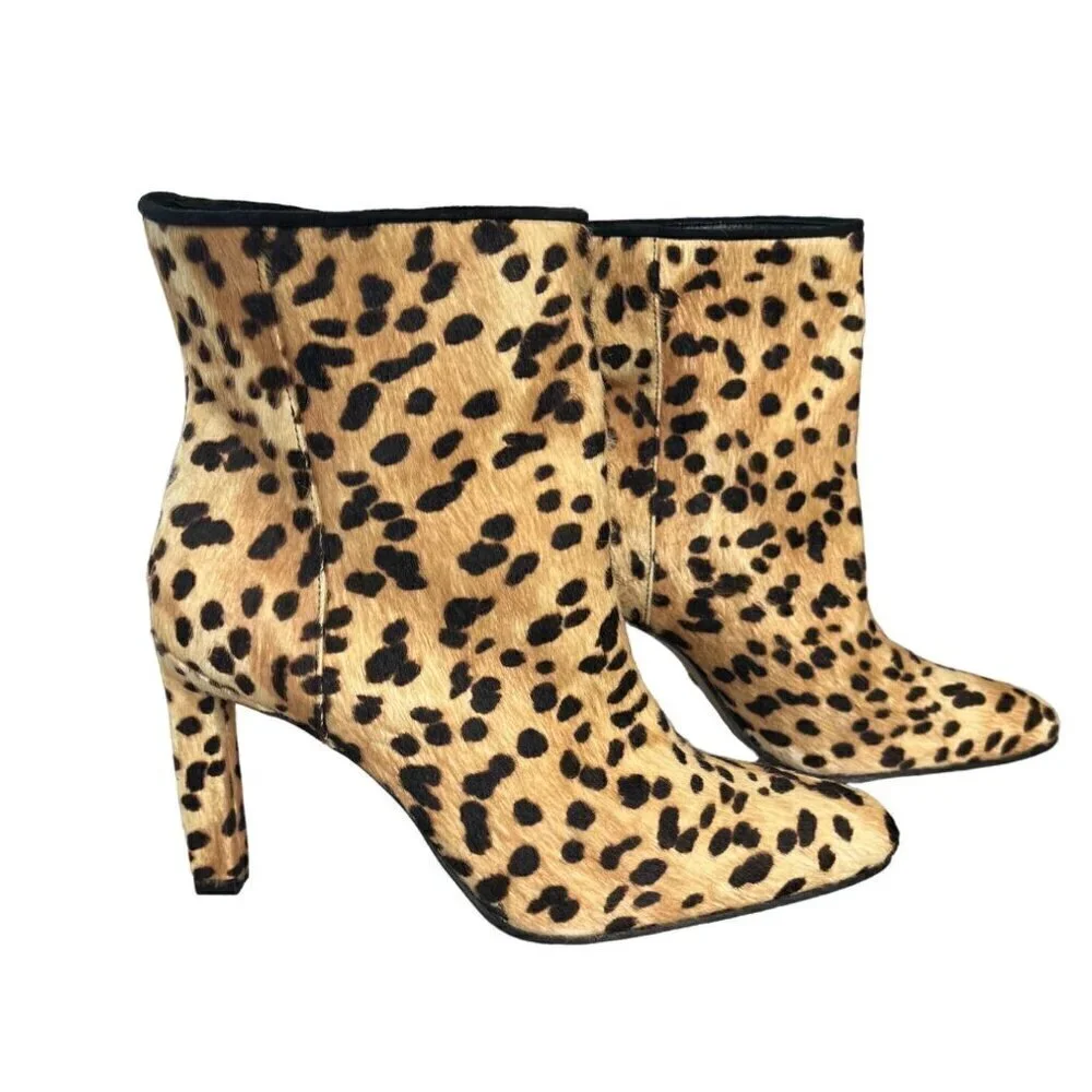 FRAME Le Rodeo Leopard Calf Hair Ankle Boots 6.5 NWOB